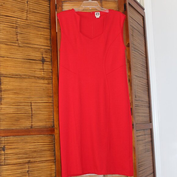 Red Anne Klein Cocktail Dress with earings - Picture 1 of 8